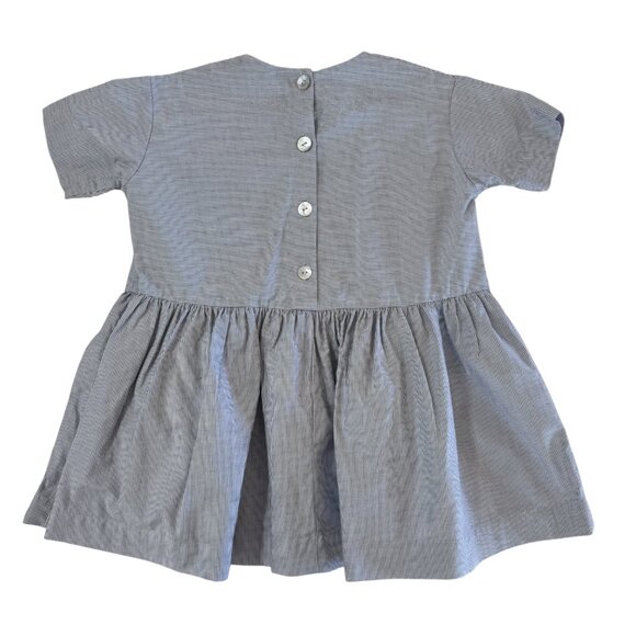 AS WE GROW - SHORT SLEEVE DRESS - 100% COTTON - STRIPES GREY WHITE - Picture 3 of 5